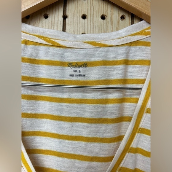 Madewell Deep V Yellow Striped Tank - Picture 3 of 5